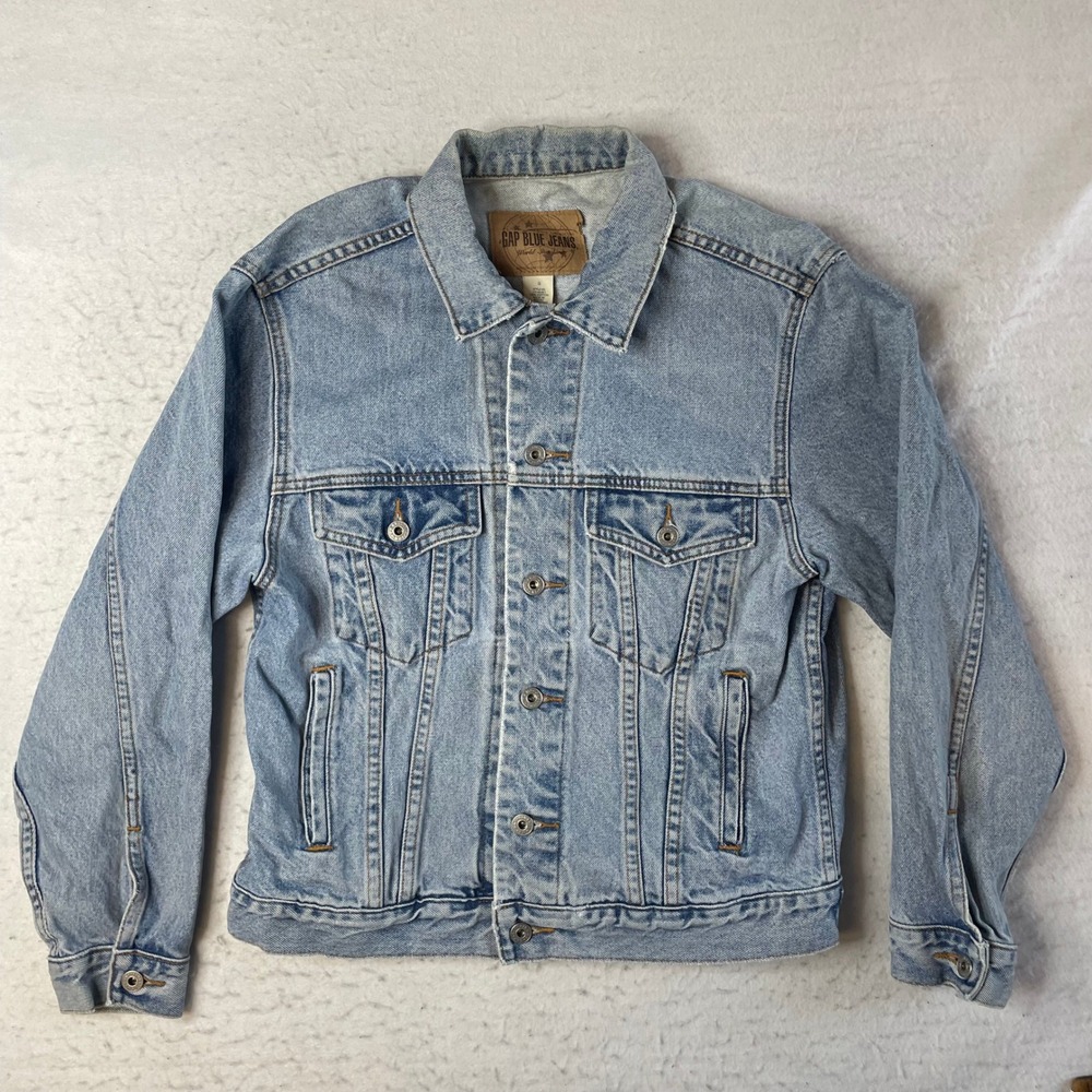 Gap Denim Jacket Mens Size Small Light Blue Vintage Trucker Style‎ Cotton